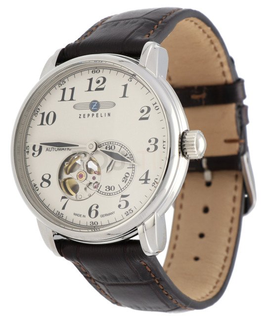 Zeppelin Orologio Uomo Automatico 7666-5 Cinturino Pelle Marrone Cassa Acciaio Cronografo